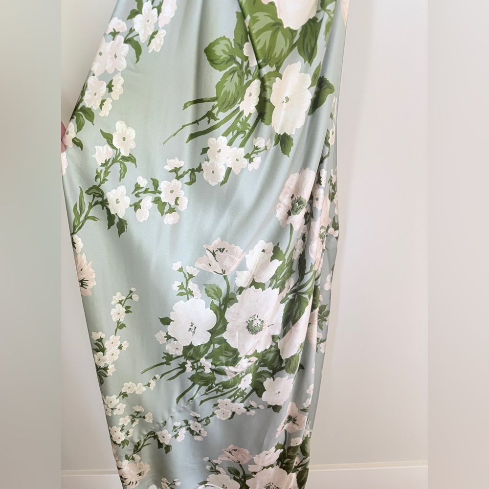NEW Reformation Anaiis Long Silk Dress Tarragon Green Floral | size 4 - Picture 14 of 14